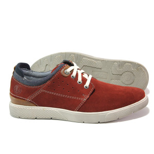 Червени мъжки спортни обувки, естествен набук - ежедневни обувки за пролетта и лятото N 100013750