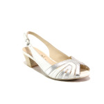 Бели дамски сандали, естествена кожа - ежедневни обувки за пролетта и лятото N 100013841
