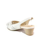 Бели дамски сандали, естествена кожа - ежедневни обувки за пролетта и лятото N 100013841
