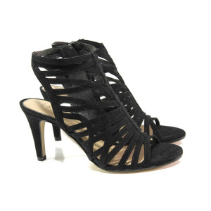 Черни дамски сандали, качествен еко-велур - ежедневни обувки за пролетта и лятото N 100013838