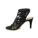 Черни дамски сандали, качествен еко-велур - ежедневни обувки за пролетта и лятото N 100013838