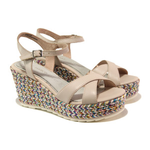 Розови дамски сандали, естествена кожа - ежедневни обувки за пролетта и лятото N 100013837