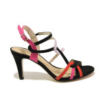 Черни дамски сандали, качествен еко-велур - елегантни обувки за пролетта и лятото N 100013832