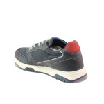 Тъмносини мъжки спортни обувки, еко-кожа и текстилна материя - спортни обувки за пролетта и лятото N 100013748