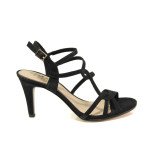 Черни дамски сандали, качествен еко-велур - елегантни обувки за пролетта и лятото N 100013831