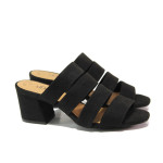 Черни дамски чехли, текстилна материя - ежедневни обувки за пролетта и лятото N 100013845