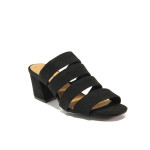 Черни дамски чехли, текстилна материя - ежедневни обувки за пролетта и лятото N 100013845