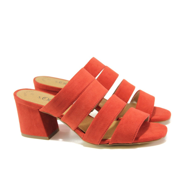 Червени дамски чехли, текстилна материя - ежедневни обувки за пролетта и лятото N 100013844