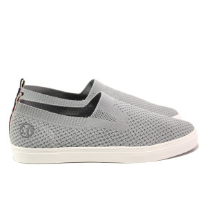 Сиви мъжки спортни обувки, текстилна материя - всекидневни обувки за пролетта и лятото N 100013741