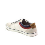 Бели мъжки спортни обувки, еко-кожа и текстилна материя - всекидневни обувки за пролетта и лятото N 100013745