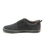 Черни мъжки спортни обувки, еко-кожа и текстилна материя - всекидневни обувки за пролетта и лятото N 100013743