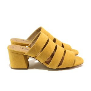 Жълти дамски чехли, текстилна материя - ежедневни обувки за пролетта и лятото N 100013843