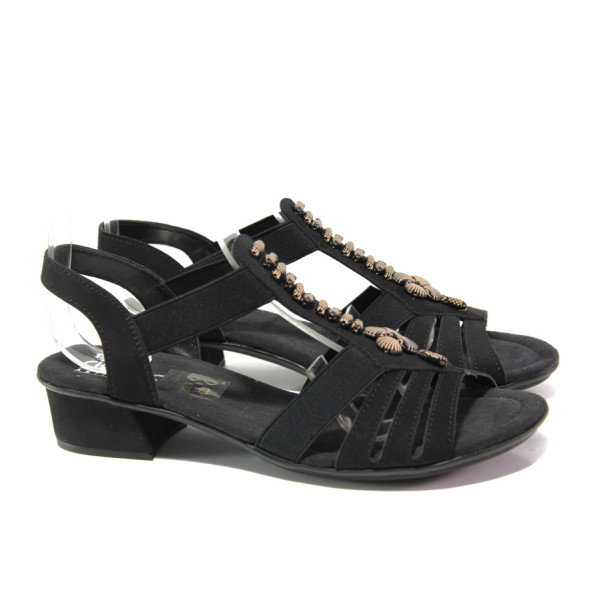 Черни дамски сандали, здрава еко-кожа - ежедневни обувки за пролетта и лятото N 100013842