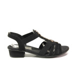Черни дамски сандали, здрава еко-кожа - ежедневни обувки за пролетта и лятото N 100013842