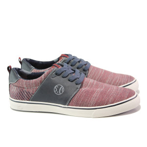 Червени мъжки спортни обувки, текстилна материя - спортни обувки за пролетта и лятото N 100013796