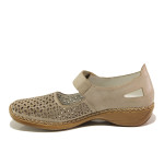 Сиви дамски обувки с равна подметка, естествена кожа - всекидневни обувки за пролетта и лятото N 100013788