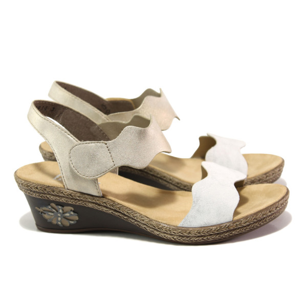 Бели дамски сандали, здрава еко-кожа - ежедневни обувки за пролетта и лятото N 100013848