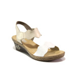 Бели дамски сандали, здрава еко-кожа - ежедневни обувки за пролетта и лятото N 100013848