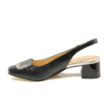 Черни дамски обувки със среден ток, естествена кожа - всекидневни обувки за пролетта и лятото N 100013786