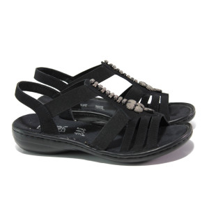 Черни дамски сандали, здрава еко-кожа - ежедневни обувки за пролетта и лятото N 100013846