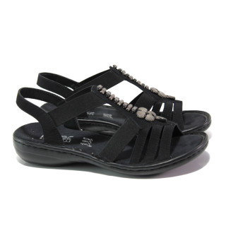 Черни дамски сандали, здрава еко-кожа - ежедневни обувки за пролетта и лятото N 100013846