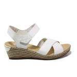 Бели дамски сандали, естествена кожа - ежедневни обувки за пролетта и лятото N 100013861