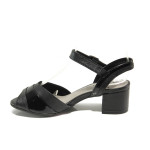 Анатомични черни дамски сандали, естествена кожа - ежедневни обувки за пролетта и лятото N 100013858