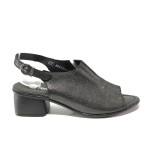 Черни дамски сандали, естествена кожа - ежедневни обувки за пролетта и лятото N 100013856