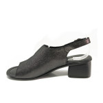 Черни дамски сандали, естествена кожа - ежедневни обувки за пролетта и лятото N 100013856