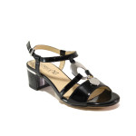 Черни дамски сандали, лачена естествена кожа - ежедневни обувки за пролетта и лятото N 100013863