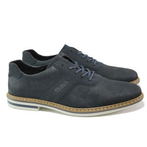 Тъмносини мъжки обувки, естествен набук - ежедневни обувки за пролетта и лятото N 100013822