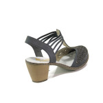 Тъмносини дамски обувки със среден ток, естествена кожа - ежедневни обувки за пролетта и лятото N 100013868