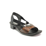 Кафяви дамски сандали, здрава еко-кожа - ежедневни обувки за пролетта и лятото N 100013869