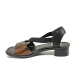 Кафяви дамски сандали, здрава еко-кожа - ежедневни обувки за пролетта и лятото N 100013869