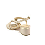 Бежови дамски сандали, естествена кожа - ежедневни обувки за пролетта и лятото N 100013862