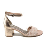 Розови дамски сандали, здрава еко-кожа - ежедневни обувки за пролетта и лятото N 100013866