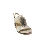 Бежови дамски сандали, качествен еко-велур - ежедневни обувки за пролетта и лятото N 100013865