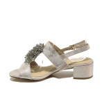 Бежови дамски сандали, качествен еко-велур - ежедневни обувки за пролетта и лятото N 100013865