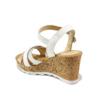Бели дамски сандали, здрава еко-кожа - ежедневни обувки за пролетта и лятото N 100013867
