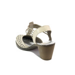Бежови дамски обувки със среден ток, естествена кожа - ежедневни обувки за пролетта и лятото N 100013877