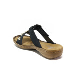 Тъмносини дамски чехли, здрава еко-кожа - ежедневни обувки за пролетта и лятото N 100013879
