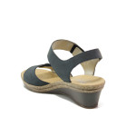 Тъмносини дамски сандали, естествена кожа - ежедневни обувки за пролетта и лятото N 100013878