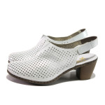 Бели дамски обувки със среден ток, естествена кожа - ежедневни обувки за пролетта и лятото N 100013876