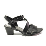 Анатомични черни дамски сандали, естествена кожа - ежедневни обувки за пролетта и лятото N 100013882