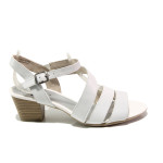 Анатомични бели дамски сандали, естествена кожа - ежедневни обувки за пролетта и лятото N 100013883