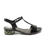Черни дамски сандали, здрава еко-кожа - ежедневни обувки за пролетта и лятото N 100013917