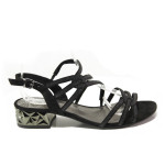 Черни дамски сандали, качествен еко-велур - ежедневни обувки за пролетта и лятото N 100013914