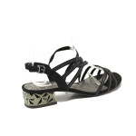 Черни дамски сандали, качествен еко-велур - ежедневни обувки за пролетта и лятото N 100013914