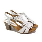 Бели дамски сандали, естествена кожа - ежедневни обувки за пролетта и лятото N 100013918