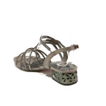 Бежови дамски сандали, качествен еко-велур - ежедневни обувки за пролетта и лятото N 100013915